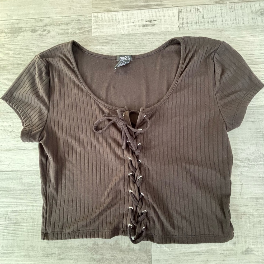 Rue21‎ Black Ribbed Crop Top
